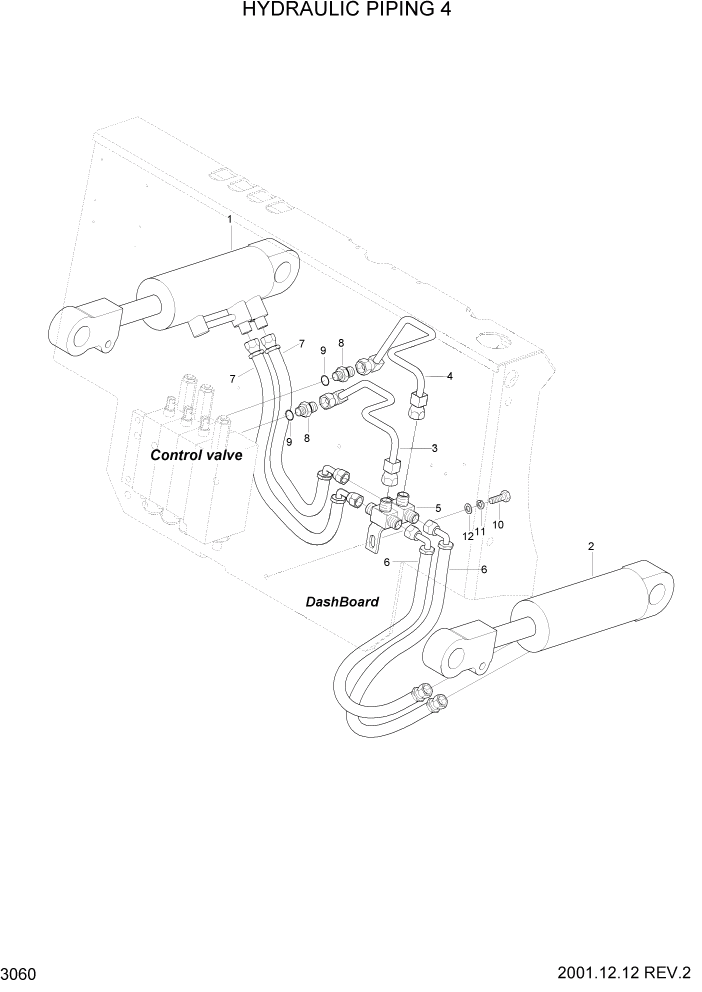 Схема запчастей Hyundai HLF20/HLF25/HLF30C-2 - PAGE 3060 HYDRAULIC PIPING 4 ГИДРАВЛИЧЕСКАЯ СИСТЕМА