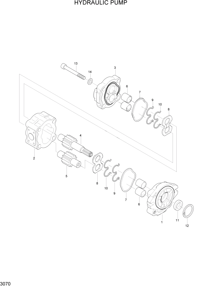 Схема запчастей Hyundai HLF20/HLF25/HLF30C-2 - PAGE 3070 HYDRAULIC PUMP ГИДРАВЛИЧЕСКАЯ СИСТЕМА