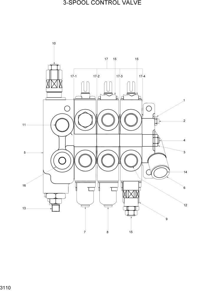 Схема запчастей Hyundai HLF20/HLF25/HLF30C-2 - PAGE 3110 3-SPOOL CONTROL VALVE ГИДРАВЛИЧЕСКАЯ СИСТЕМА