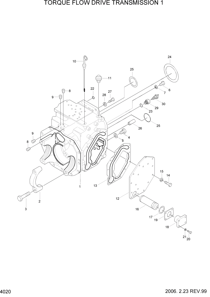 Схема запчастей Hyundai HLF20/HLF25/HLF30C-2 - PAGE 4020 TORQUE FLOW DRIVE TRANSMISSION 1 СИЛОВАЯ СИСТЕМА