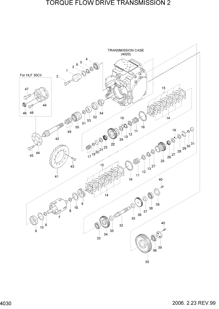 Схема запчастей Hyundai HLF20/HLF25/HLF30C-2 - PAGE 4030 TORQUE FLOW DRIVE TRANSMISSION 2 СИЛОВАЯ СИСТЕМА