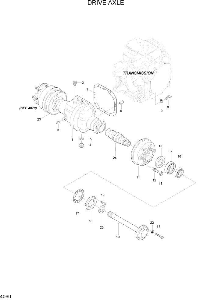 Схема запчастей Hyundai HLF20/HLF25/HLF30C-2 - PAGE 4060 DRIVE AXLE СИЛОВАЯ СИСТЕМА