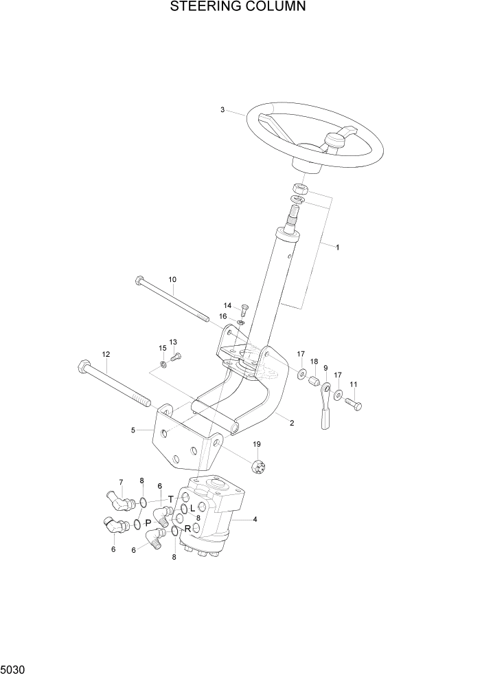 Схема запчастей Hyundai HLF20/HLF25/HLF30C-2 - PAGE 5030 STEERING COLUMN СИСТЕМА УПРАВЛЕНИЯ