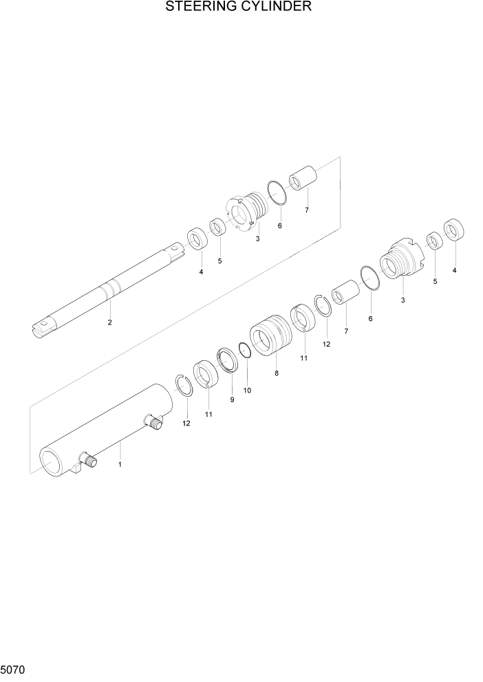 Схема запчастей Hyundai HLF20/HLF25/HLF30C-2 - PAGE 5070 STEERING CYLINDER СИСТЕМА УПРАВЛЕНИЯ