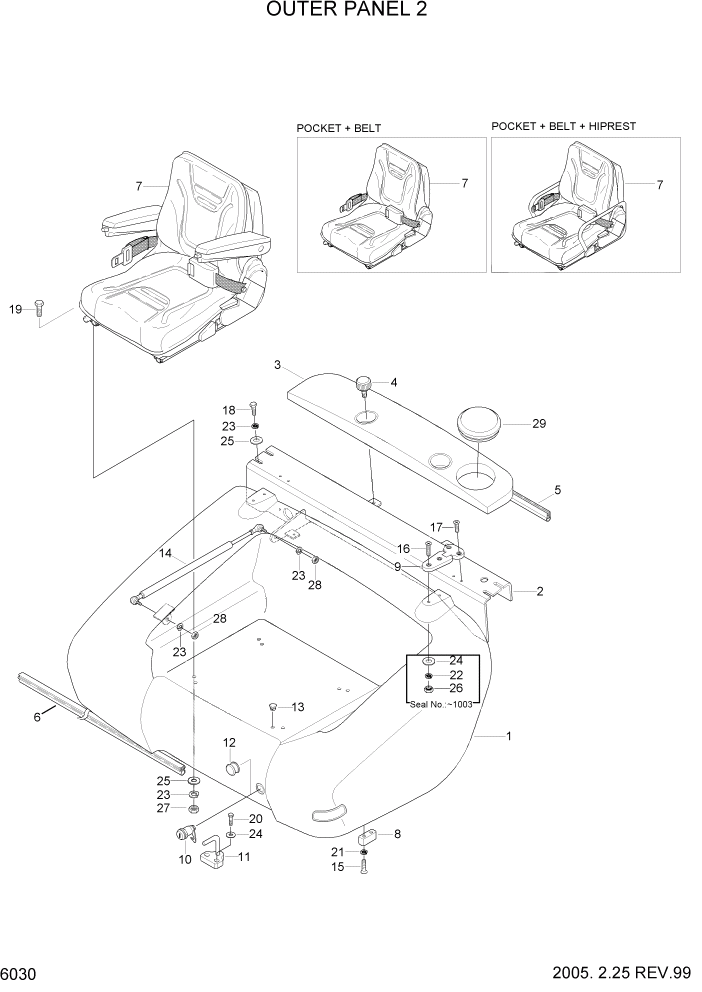 Схема запчастей Hyundai HLF20/HLF25/HLF30C-2 - PAGE 6030 OUTER PANEL 2 СТРУКТУРА