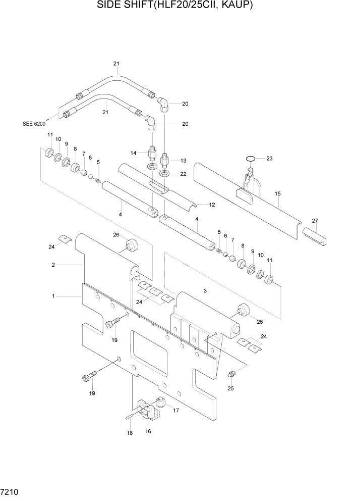 Схема запчастей Hyundai HLF20/HLF25/HLF30C-2 - PAGE 7210 SIDE SHIFT(HLF20/25CII, KAUP) РАБОЧЕЕ ОБОРУДОВАНИЕ