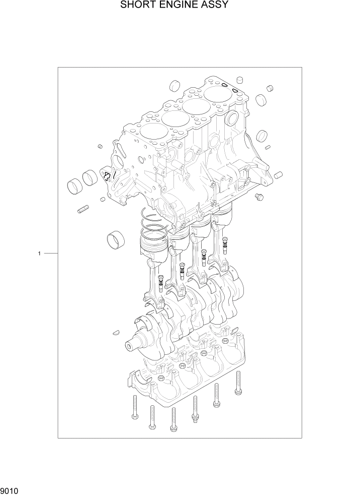 Схема запчастей Hyundai HLF20/HLF25/HLF30C-2 - PAGE 9010 SHORT ENGINE ASSY ДВИГАТЕЛЬ БАЗА