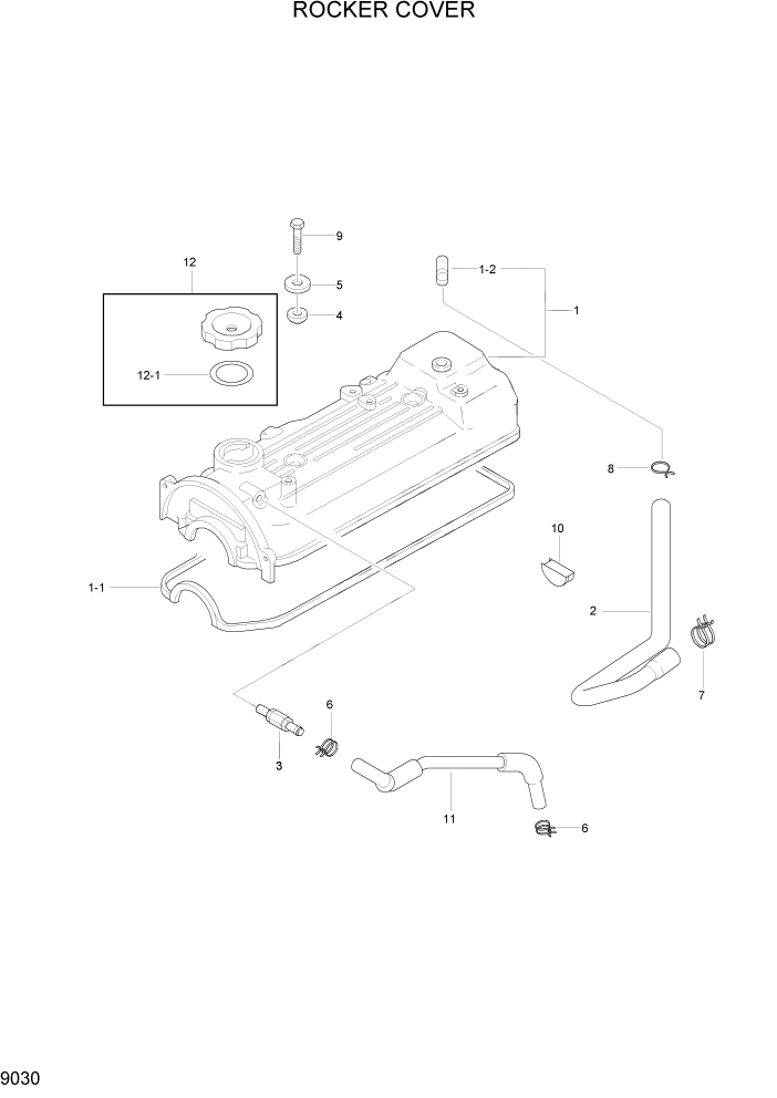 Схема запчастей Hyundai HLF20/HLF25/HLF30C-2 - PAGE 9030 ROCKER COVER ДВИГАТЕЛЬ БАЗА