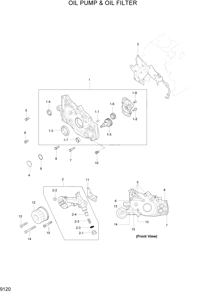 Схема запчастей Hyundai HLF20/HLF25/HLF30C-2 - PAGE 9120 OIL PUMP & OIL FILTER ДВИГАТЕЛЬ БАЗА