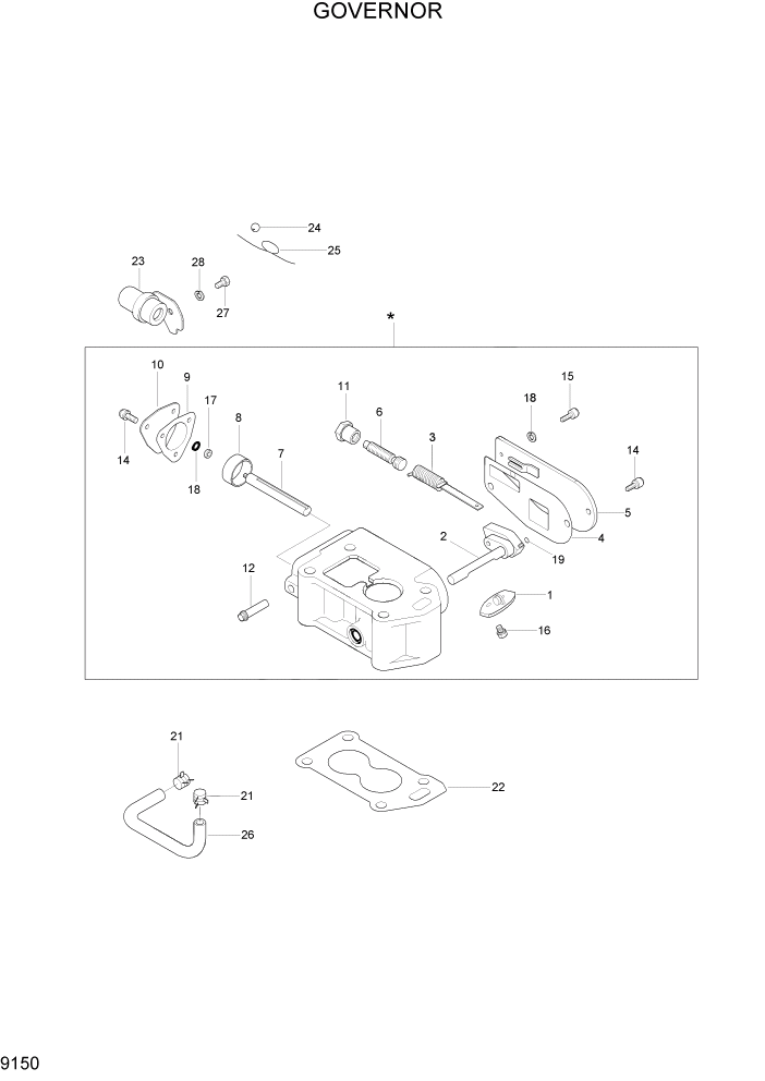 Схема запчастей Hyundai HLF20/HLF25/HLF30C-2 - PAGE 9150 GOVERNOR ДВИГАТЕЛЬ БАЗА