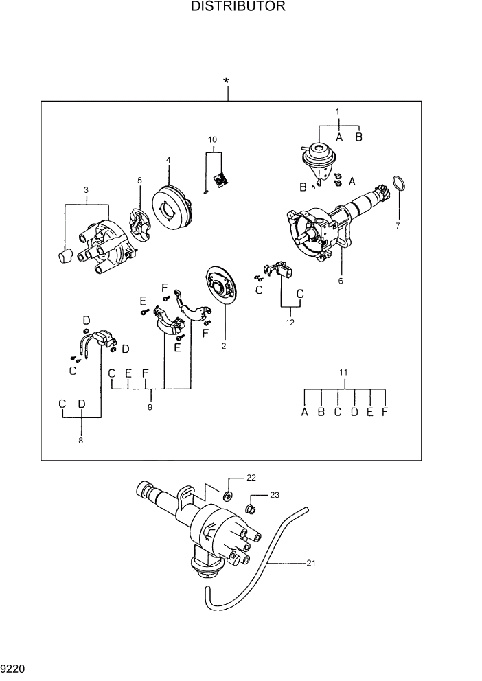 Схема запчастей Hyundai HLF20/HLF25/HLF30C-2 - PAGE 9220 DISTRIBUTOR ДВИГАТЕЛЬ БАЗА