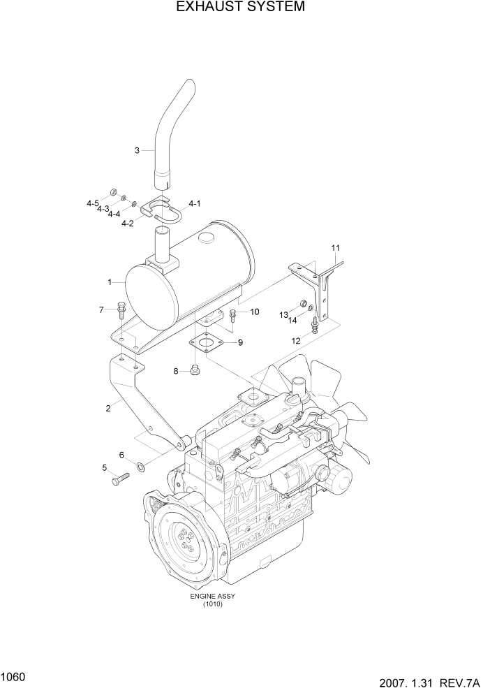 Схема запчастей Hyundai HSL650-7 - PAGE 1060 EXHAUST SYSTEM ДВИГАТЕЛЬ