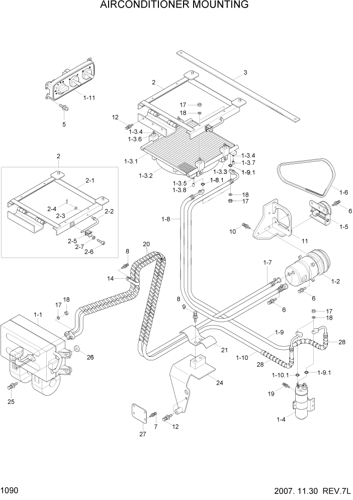 Схема запчастей Hyundai HSL650-7 - PAGE 1090 AIR CONDITIONER MOUNTING ДВИГАТЕЛЬ