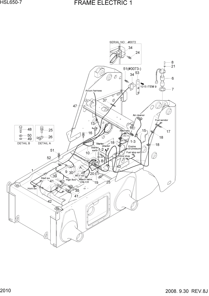 Схема запчастей Hyundai HSL650-7 - PAGE 2010 FRAME ELECTRIC 1 ЭЛЕКТРИЧЕСКАЯ СИСТЕМА