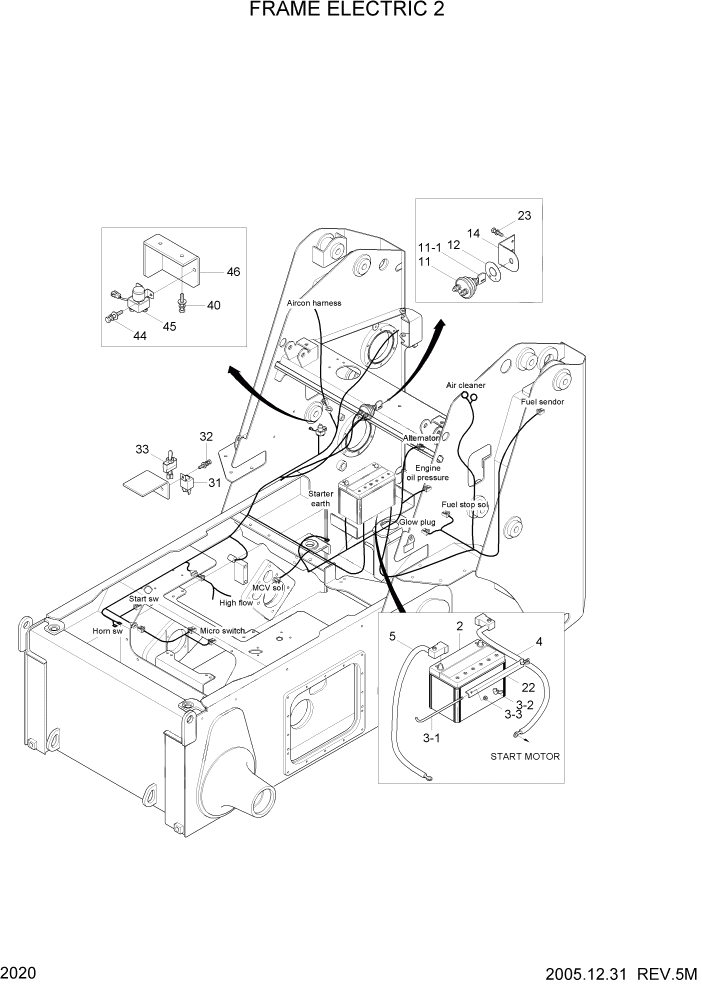 Схема запчастей Hyundai HSL650-7 - PAGE 2020 FRAME ELECTRIC 2 ЭЛЕКТРИЧЕСКАЯ СИСТЕМА