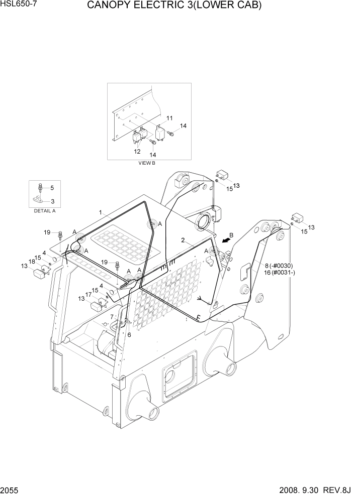 Схема запчастей Hyundai HSL650-7 - PAGE 2055 CANOPY ELECTRIC 3(LOWER CAB) ЭЛЕКТРИЧЕСКАЯ СИСТЕМА