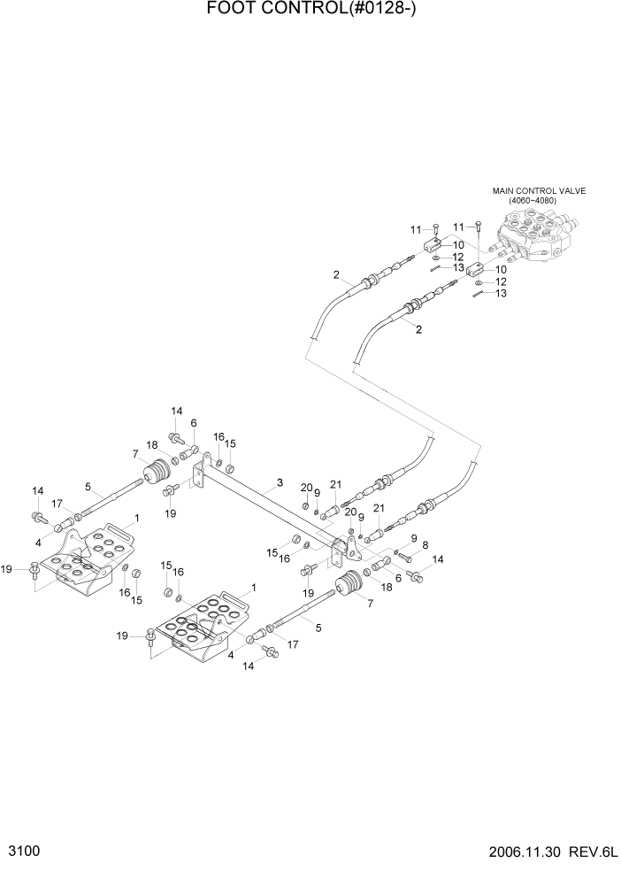 Схема запчастей Hyundai HSL650-7 - PAGE 3100 FOOT CONTROL(#0128-) ГИДРАВЛИЧЕСКАЯ СИСТЕМА