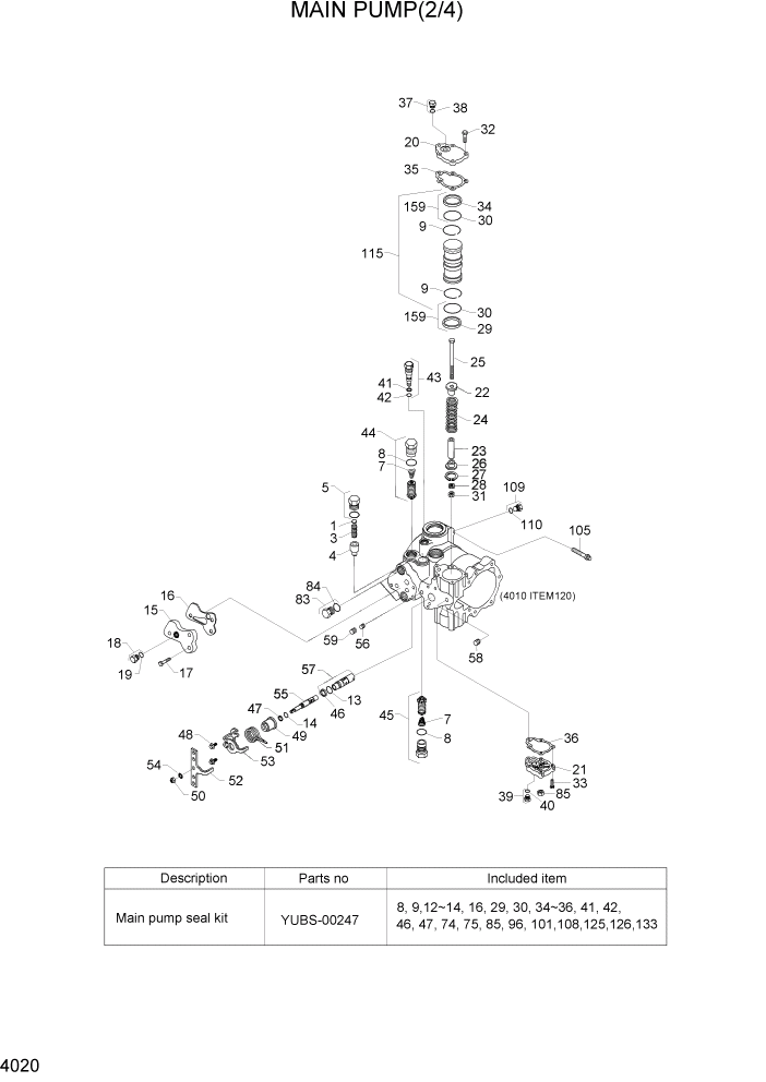 Схема запчастей Hyundai HSL650-7 - PAGE 4020 MAIN PUMP(2/4) ГИДРАВЛИЧЕСКИЕ КОМПОНЕНТЫ