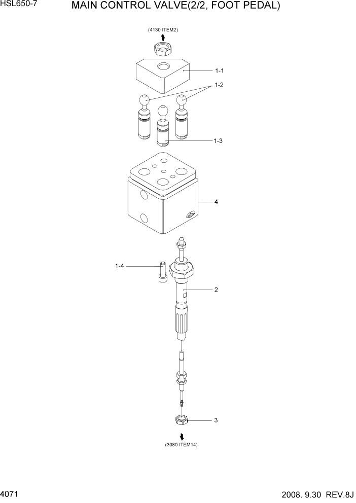 Схема запчастей Hyundai HSL650-7 - PAGE 4071 MAIN CONTROL VALVE(2/2, FOOT PEDAL) ГИДРАВЛИЧЕСКИЕ КОМПОНЕНТЫ