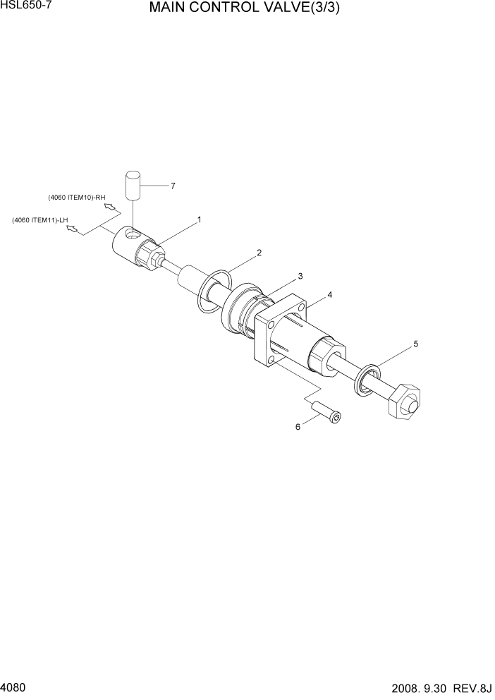 Схема запчастей Hyundai HSL650-7 - PAGE 4080 MAIN CONTROL VALVE(3/3) ГИДРАВЛИЧЕСКИЕ КОМПОНЕНТЫ