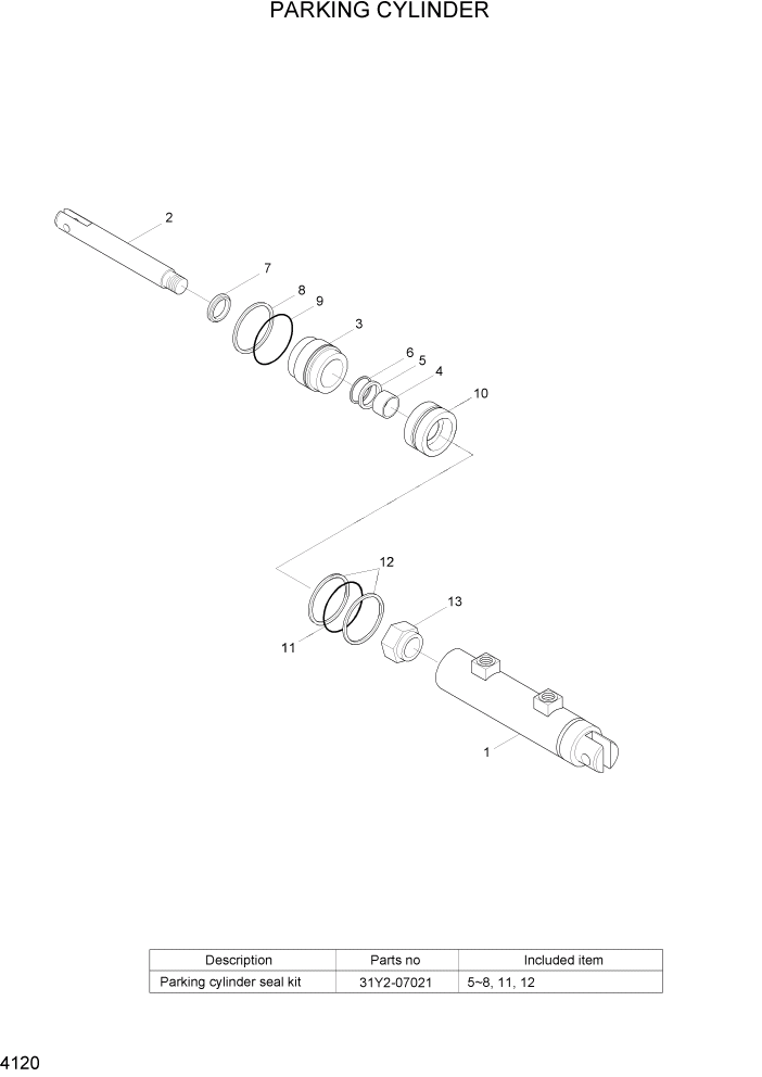 Схема запчастей Hyundai HSL650-7 - PAGE 4120 PARKING CYLINDER ГИДРАВЛИЧЕСКИЕ КОМПОНЕНТЫ