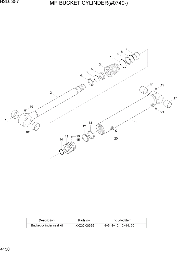 Схема запчастей Hyundai HSL650-7 - PAGE 4150 MP BUCKET CYLINDER(#0749-) ГИДРАВЛИЧЕСКИЕ КОМПОНЕНТЫ