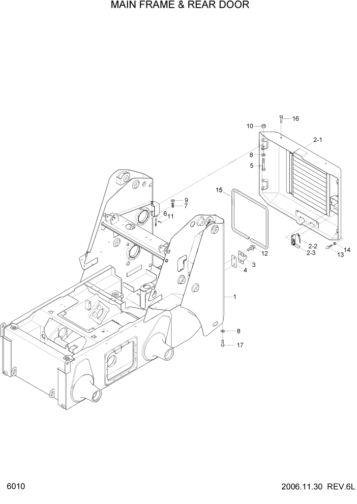 Схема запчастей Hyundai HSL650-7 - PAGE 6010 MAIN FRAME AND REAR DOOR СТРУКТУРА