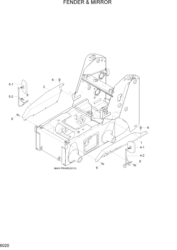 Схема запчастей Hyundai HSL650-7 - PAGE 6020 FENDER & MIRROR СТРУКТУРА
