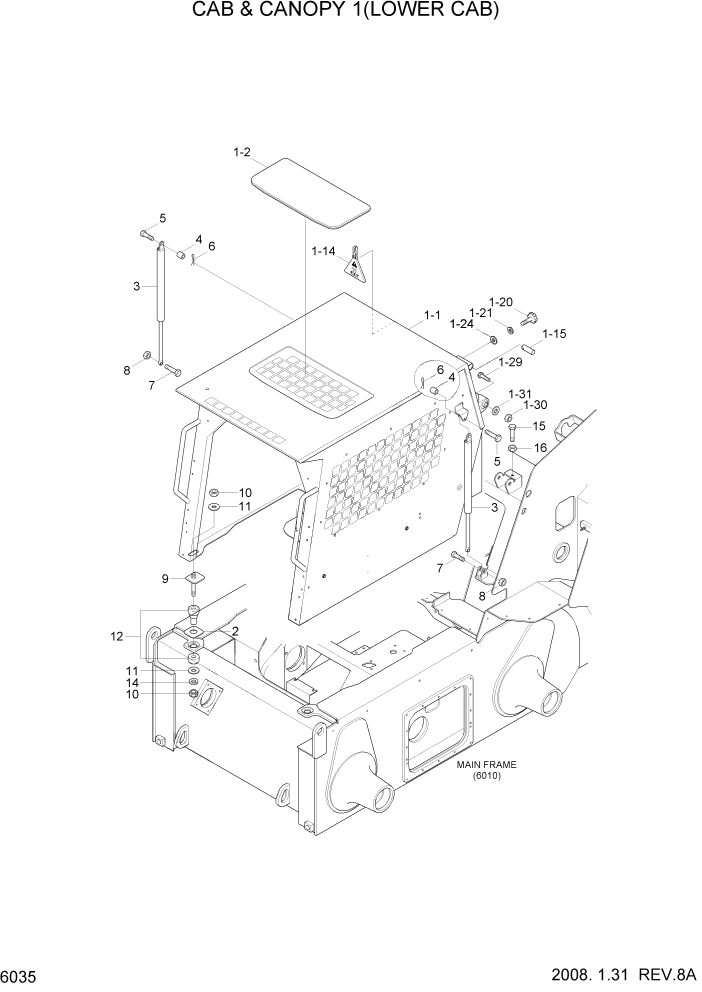 Схема запчастей Hyundai HSL650-7 - PAGE 6035 CAB & CANOPY 1(LOWER CAB) СТРУКТУРА