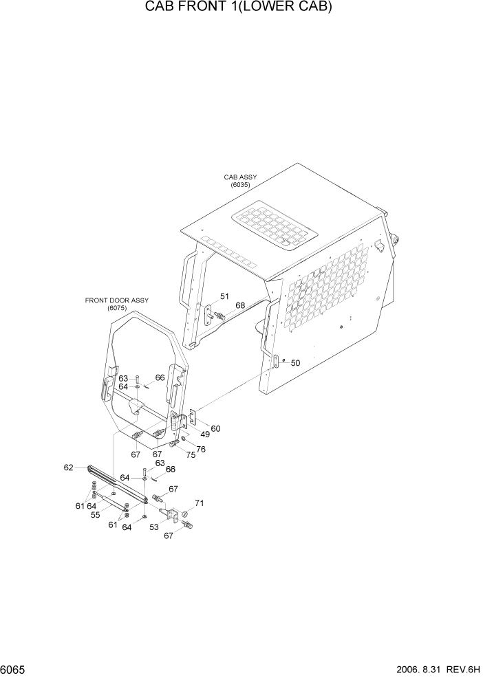 Схема запчастей Hyundai HSL650-7 - PAGE 6065 CAB FRONT 1(LOWER CAB) СТРУКТУРА