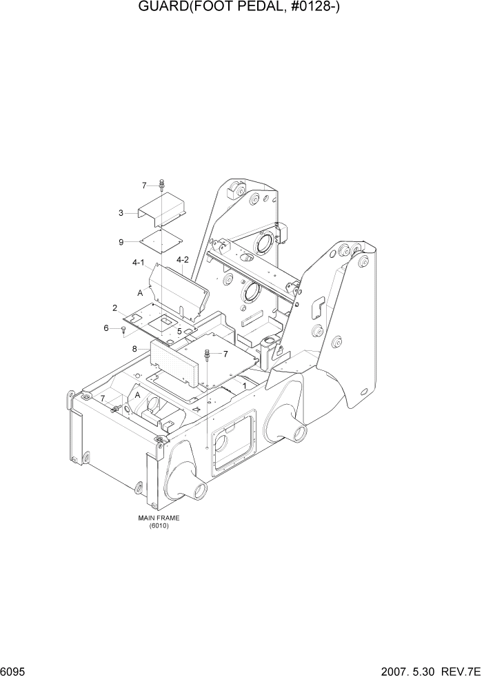 Схема запчастей Hyundai HSL650-7 - PAGE 6095 GUARD(FOOT PEDAL, #0128-) СТРУКТУРА