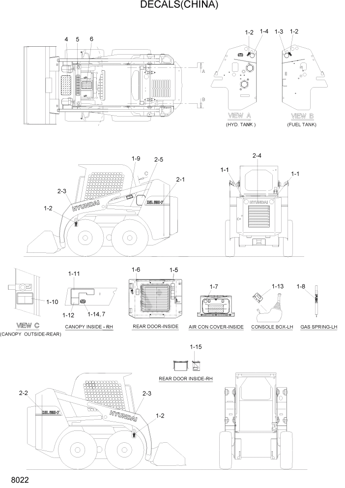 Схема запчастей Hyundai HSL650-7 - PAGE 8022 DECALS(CHINA, #0014-) ДРУГИЕ ЧАСТИ