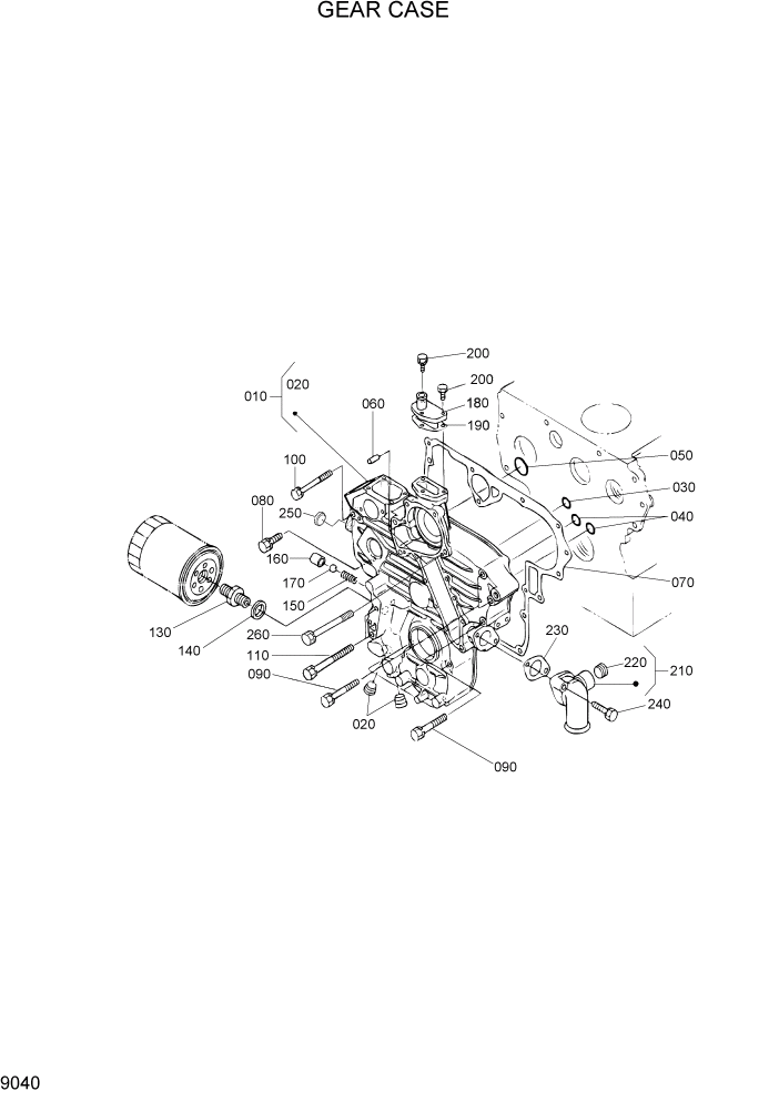 Схема запчастей Hyundai HSL650-7 - PAGE 9040 GEAR CASE ДВИГАТЕЛЬ БАЗА