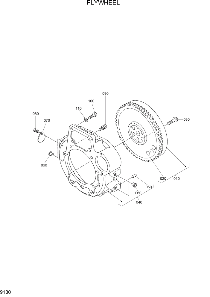 Схема запчастей Hyundai HSL650-7 - PAGE 9130 FLYWHEEL ДВИГАТЕЛЬ БАЗА