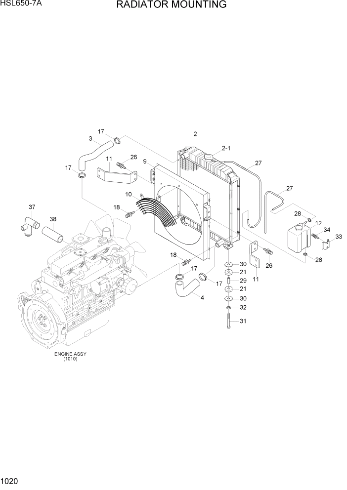 Схема запчастей Hyundai HSL650-7A - PAGE 1020 RADIATOR MOUNTING ДВИГАТЕЛЬ