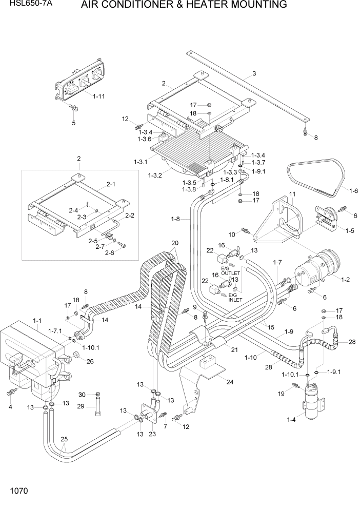 Схема запчастей Hyundai HSL650-7A - PAGE 1070 AIR CONDITIONER & HEATER MOUNTING ДВИГАТЕЛЬ