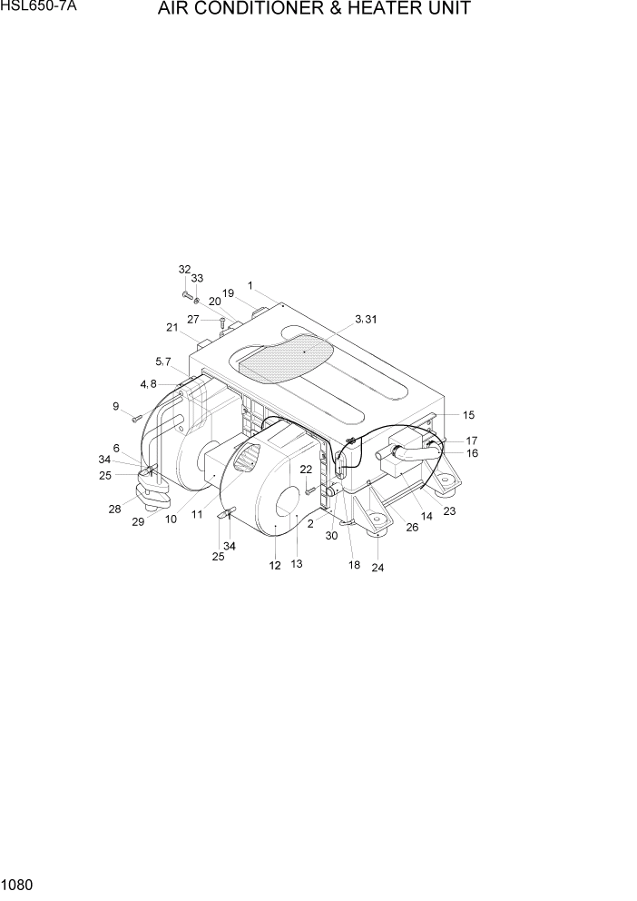 Схема запчастей Hyundai HSL650-7A - PAGE 1080 AIR CONDITIONER & HEATER UNIT ДВИГАТЕЛЬ