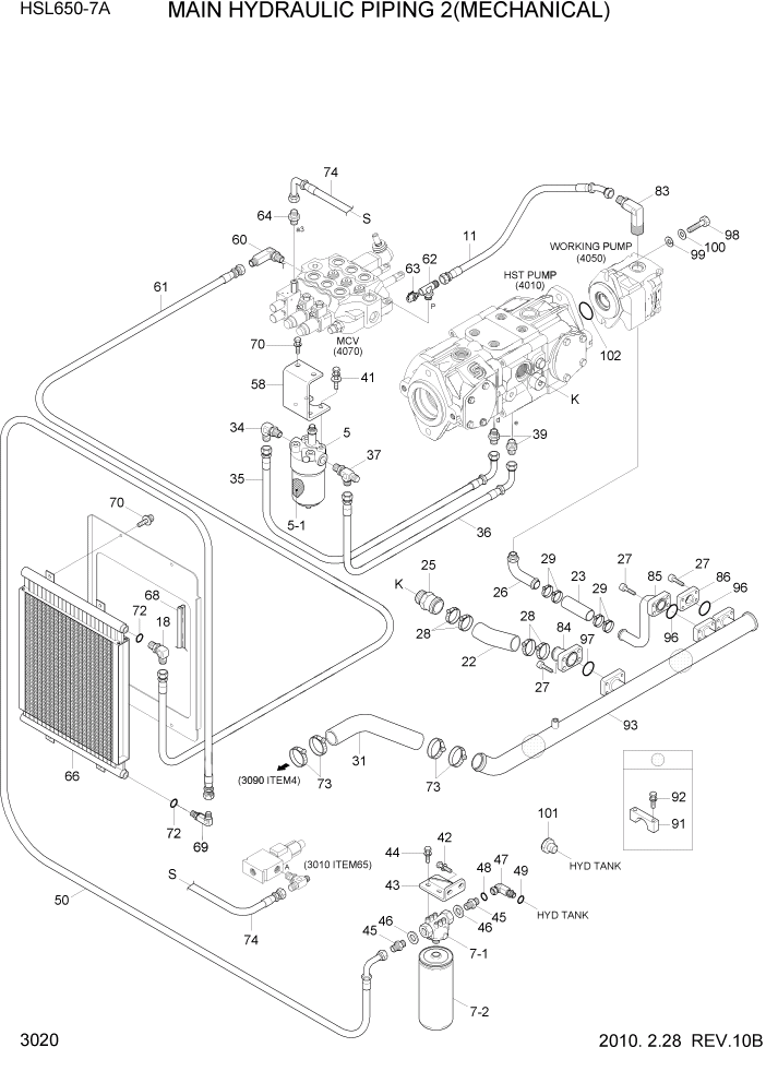 Схема запчастей Hyundai HSL650-7A - PAGE 3020 MAIN HYDRAULIC PIPING 2(MECHANICAL) ГИДРАВЛИЧЕСКАЯ СИСТЕМА