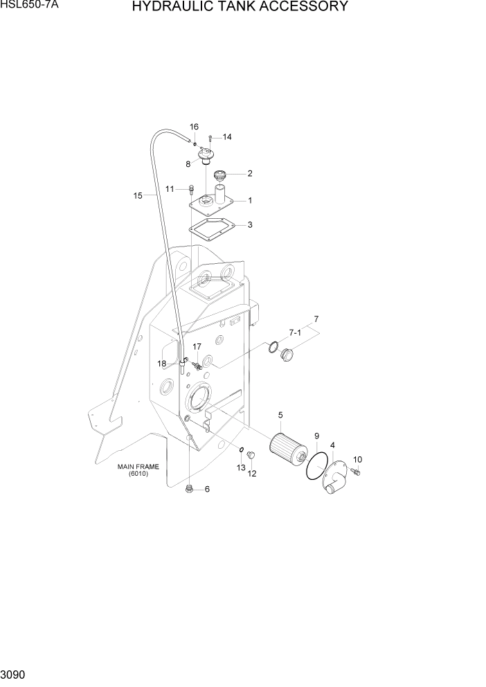 Схема запчастей Hyundai HSL650-7A - PAGE 3090 HYDRAULIC TANK ACCESSORY ГИДРАВЛИЧЕСКАЯ СИСТЕМА