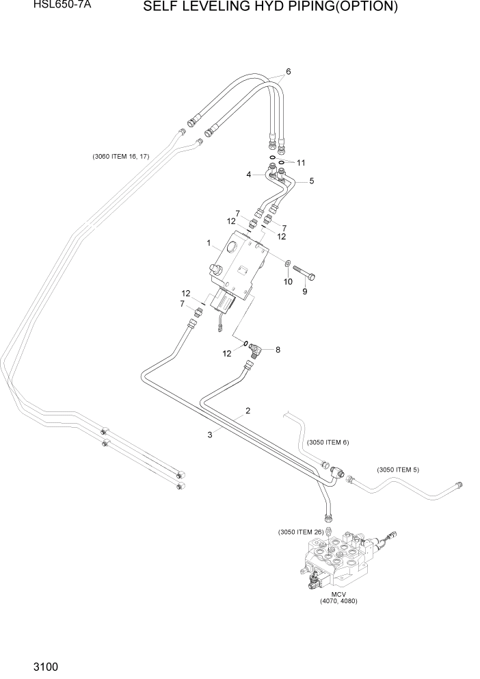 Схема запчастей Hyundai HSL650-7A - PAGE 3100 SELF LEVELING HYD PIPING(OPTION) ГИДРАВЛИЧЕСКАЯ СИСТЕМА