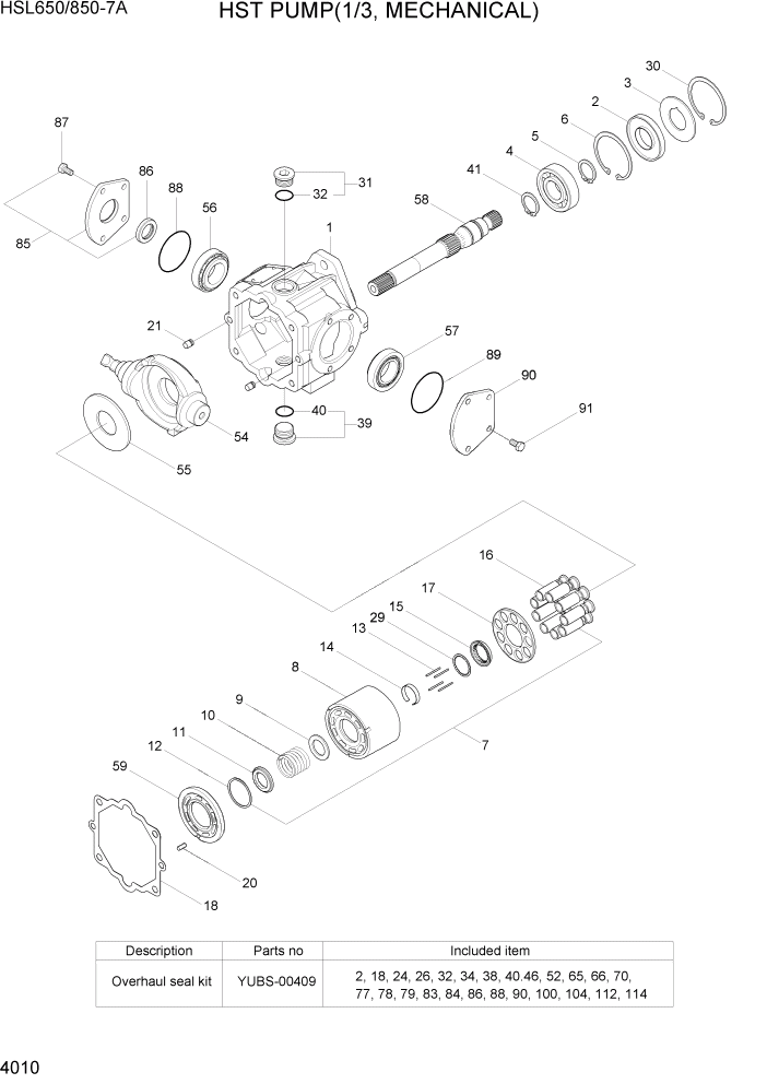 Схема запчастей Hyundai HSL650-7A - PAGE 4010 HST PUMP(1/3, MECHANICAL) ГИДРАВЛИЧЕСКИЕ КОМПОНЕНТЫ