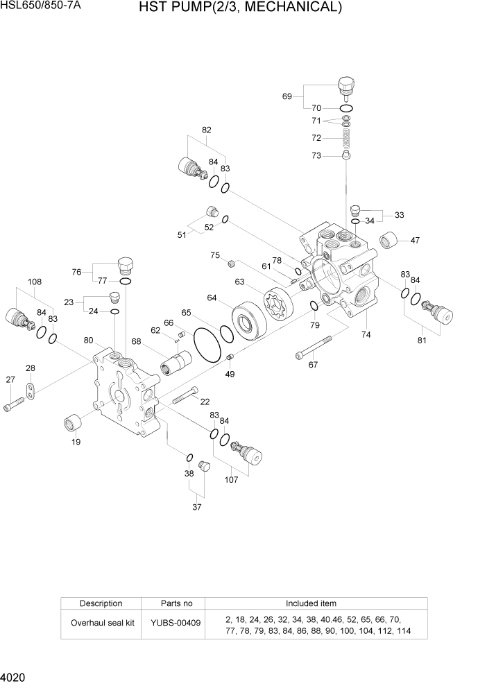 Схема запчастей Hyundai HSL650-7A - PAGE 4020 HST PUMP(2/3, MECHANICAL) ГИДРАВЛИЧЕСКИЕ КОМПОНЕНТЫ