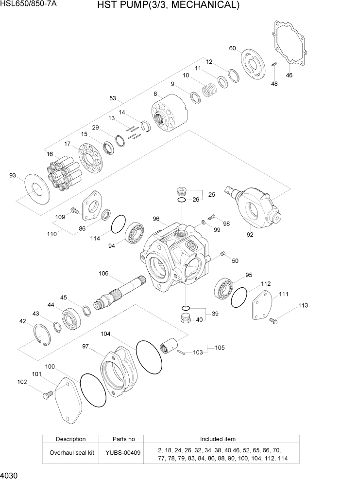 Схема запчастей Hyundai HSL650-7A - PAGE 4030 HST PUMP(3/3, MECHANICAL) ГИДРАВЛИЧЕСКИЕ КОМПОНЕНТЫ