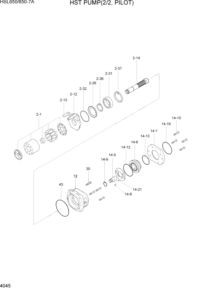 Схема запчастей Hyundai HSL650-7A - PAGE 4045 HST PUMP(2/2, PILOT) ГИДРАВЛИЧЕСКИЕ КОМПОНЕНТЫ