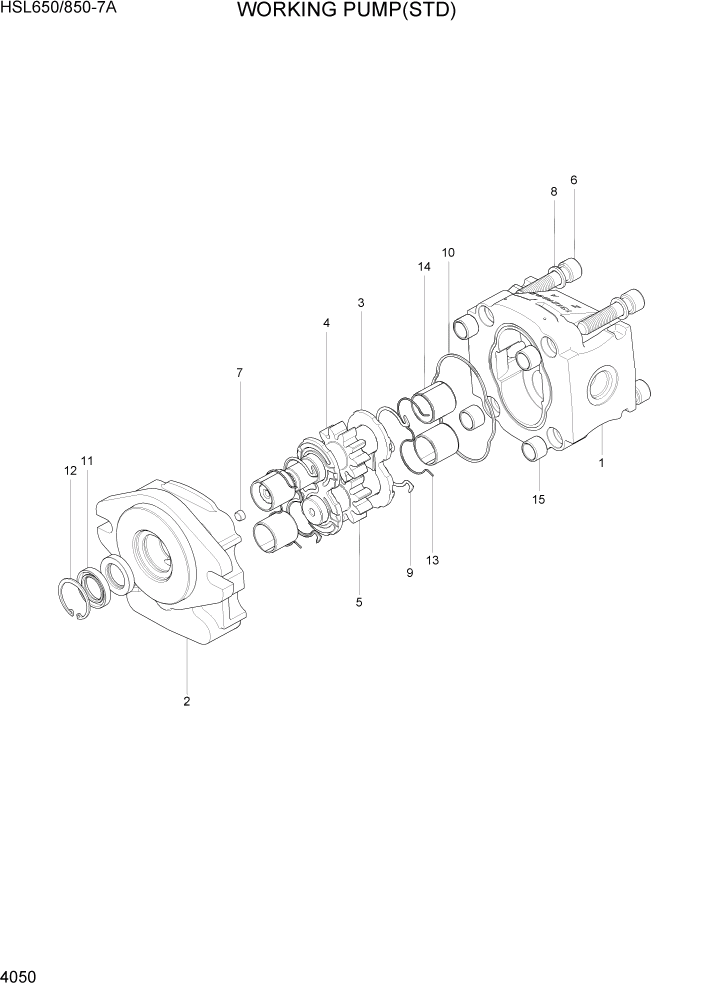 Схема запчастей Hyundai HSL650-7A - PAGE 4050 WORKING PUMP(STD) ГИДРАВЛИЧЕСКИЕ КОМПОНЕНТЫ