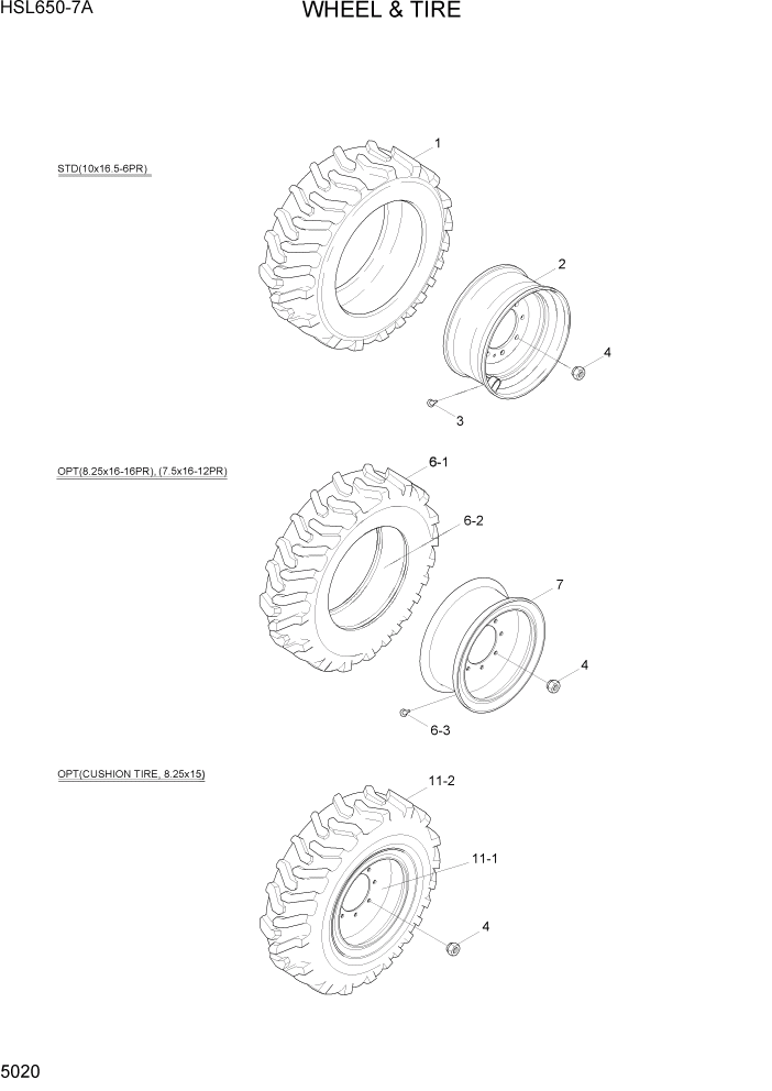 Схема запчастей Hyundai HSL650-7A - PAGE 5020 WHEEL & TIRE ТРАНСМИССИЯ