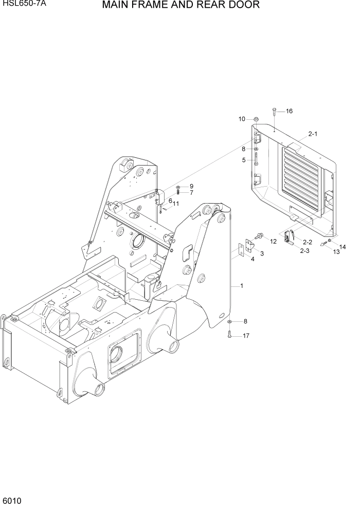 Схема запчастей Hyundai HSL650-7A - PAGE 6010 MAIN FRAME AND REAR DOOR СТРУКТУРА