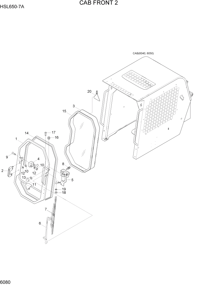 Схема запчастей Hyundai HSL650-7A - PAGE 6080 CAB FRONT 2 СТРУКТУРА