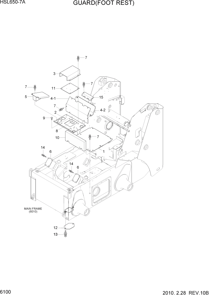 Схема запчастей Hyundai HSL650-7A - PAGE 6100 GUARD(FOOT REST) СТРУКТУРА