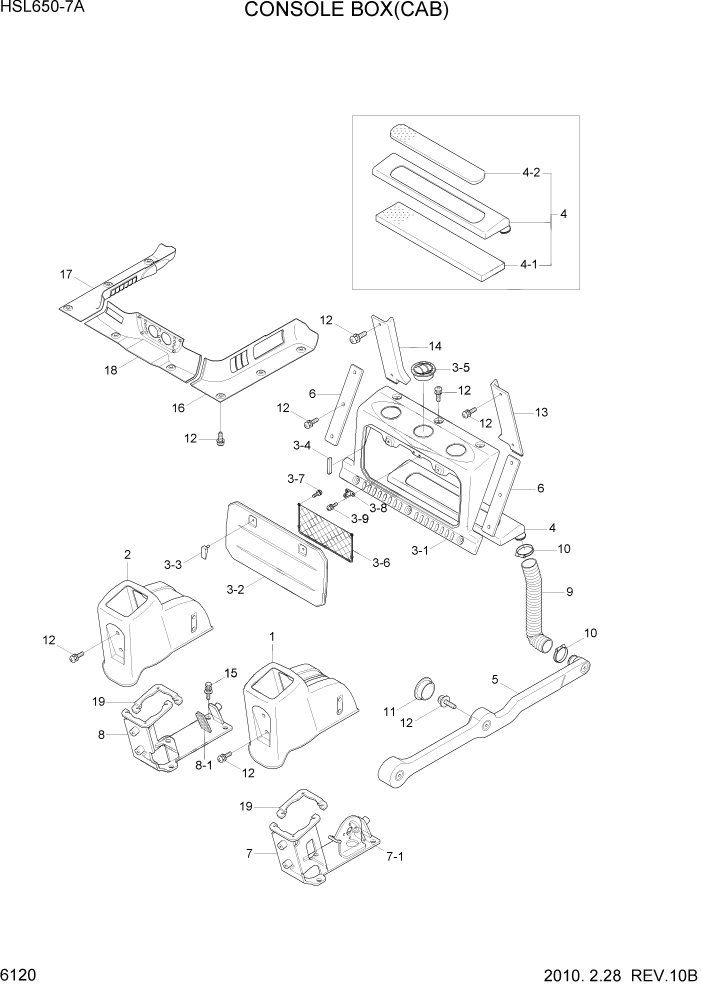 Схема запчастей Hyundai HSL650-7A - PAGE 6120 CONSOLE BOX(CAB) СТРУКТУРА